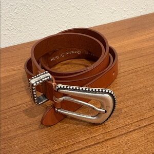 Gennaro Di Palma Genuine Leather Belt Hammered Buckle Italy EUC